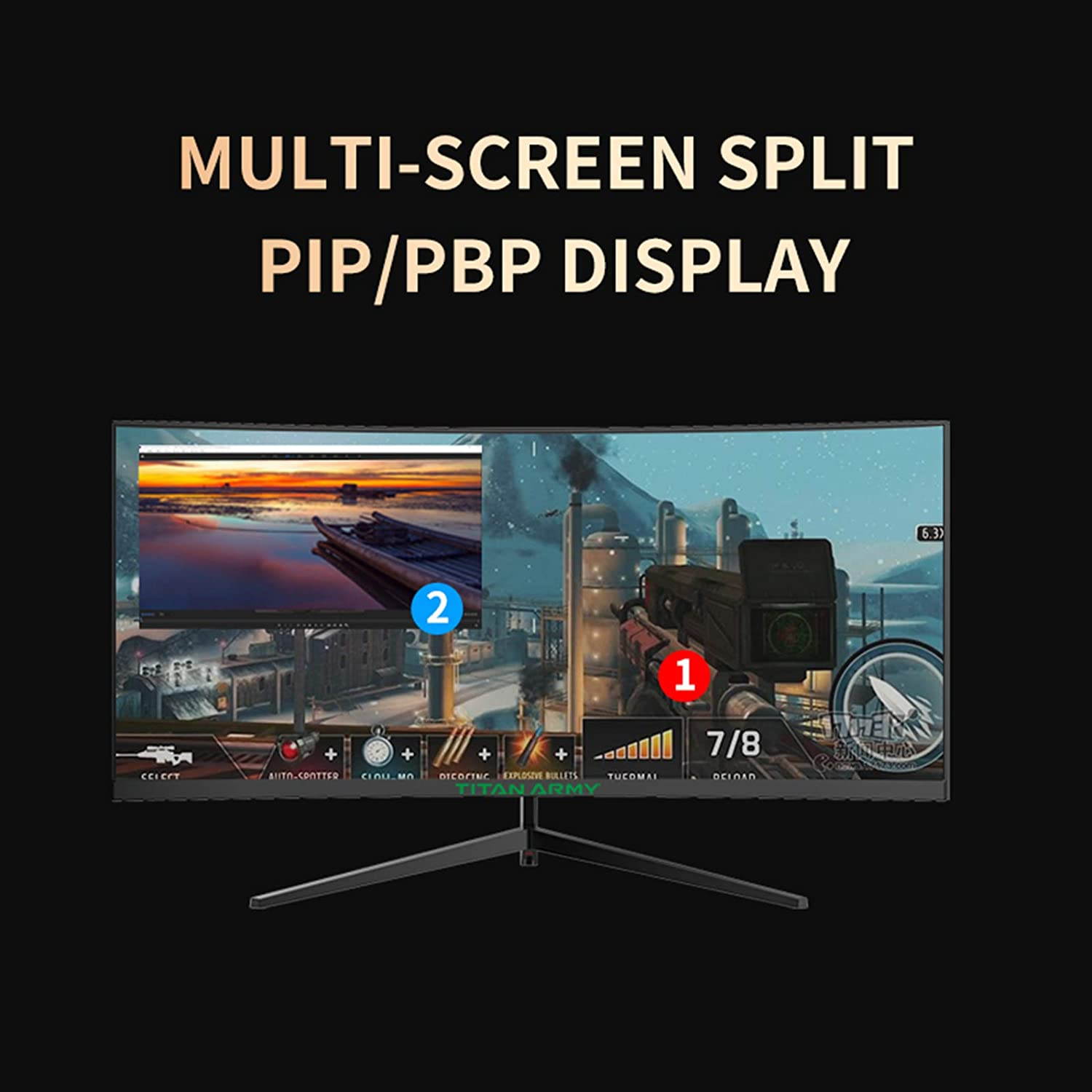 TITAN ARMY 30" 200Hz Gaming Monitors 1ms Response FreeSync 21:9 PIP/PBP Display 144Hz 2560x1080 1800R Curved PC Monitor Ultra Wide RTS/FPS Game Scene Mode VA Panel (VESA is not supported)(C30SK-PRO)