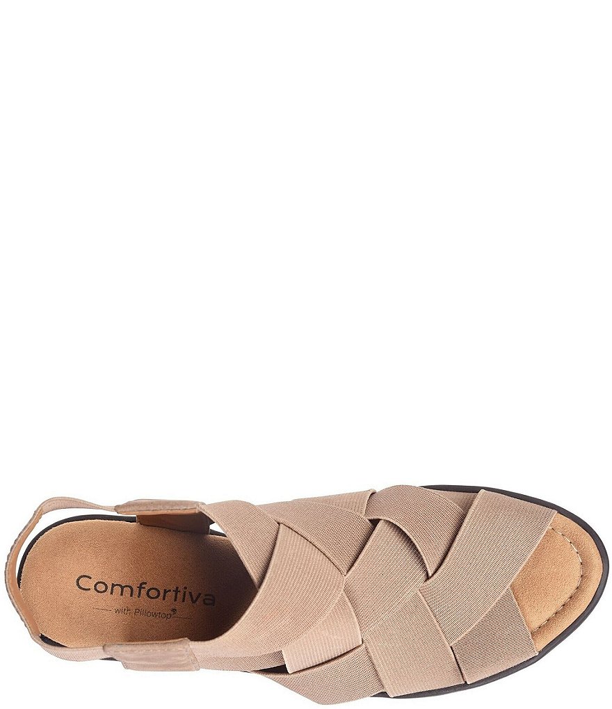 Comfortiva Farrow Elastic & Suede Woven Block Heel Sandals