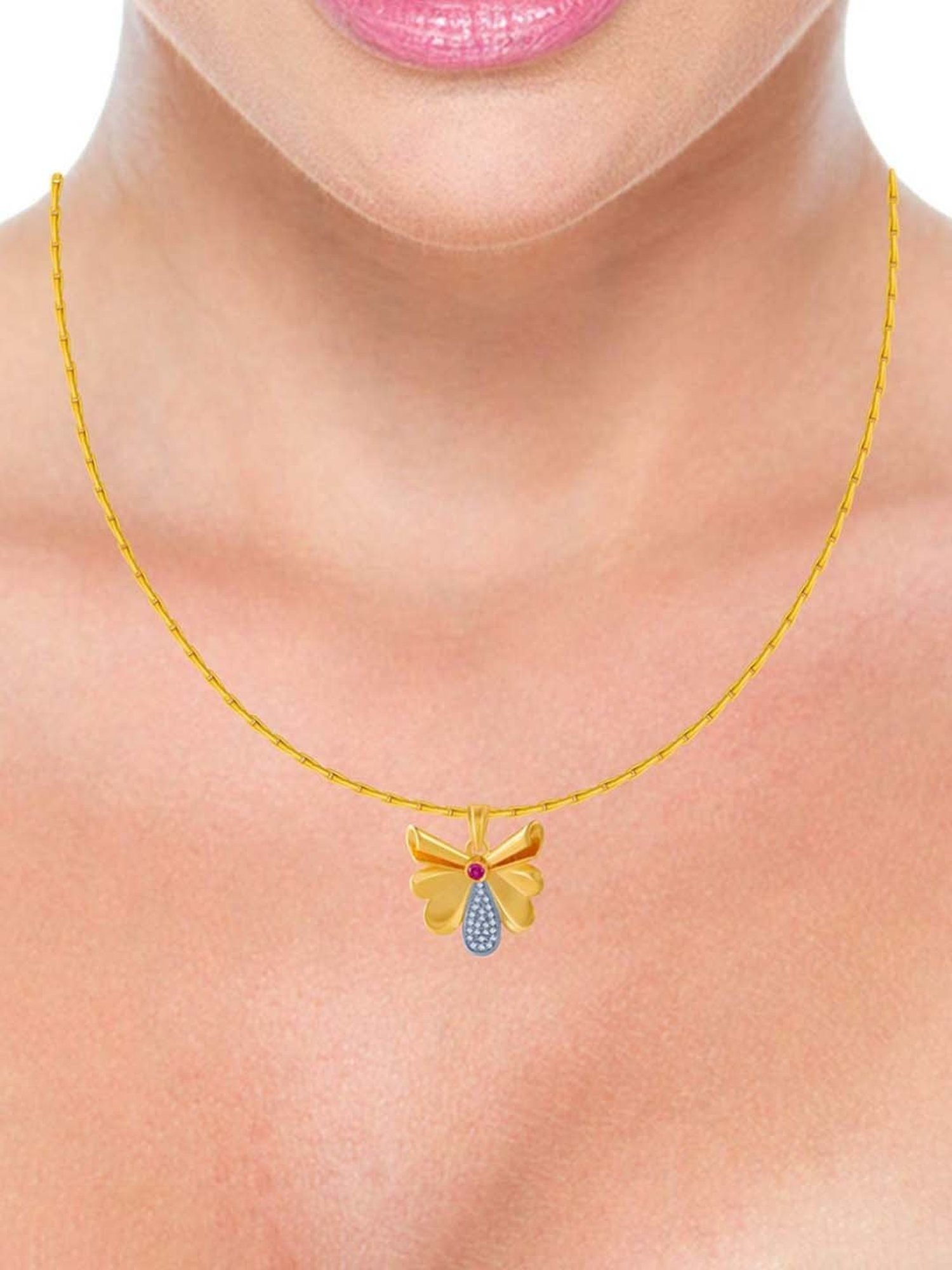 P.C. Chandra Jewellers 14k Yellow Gold American Diamond Pendant