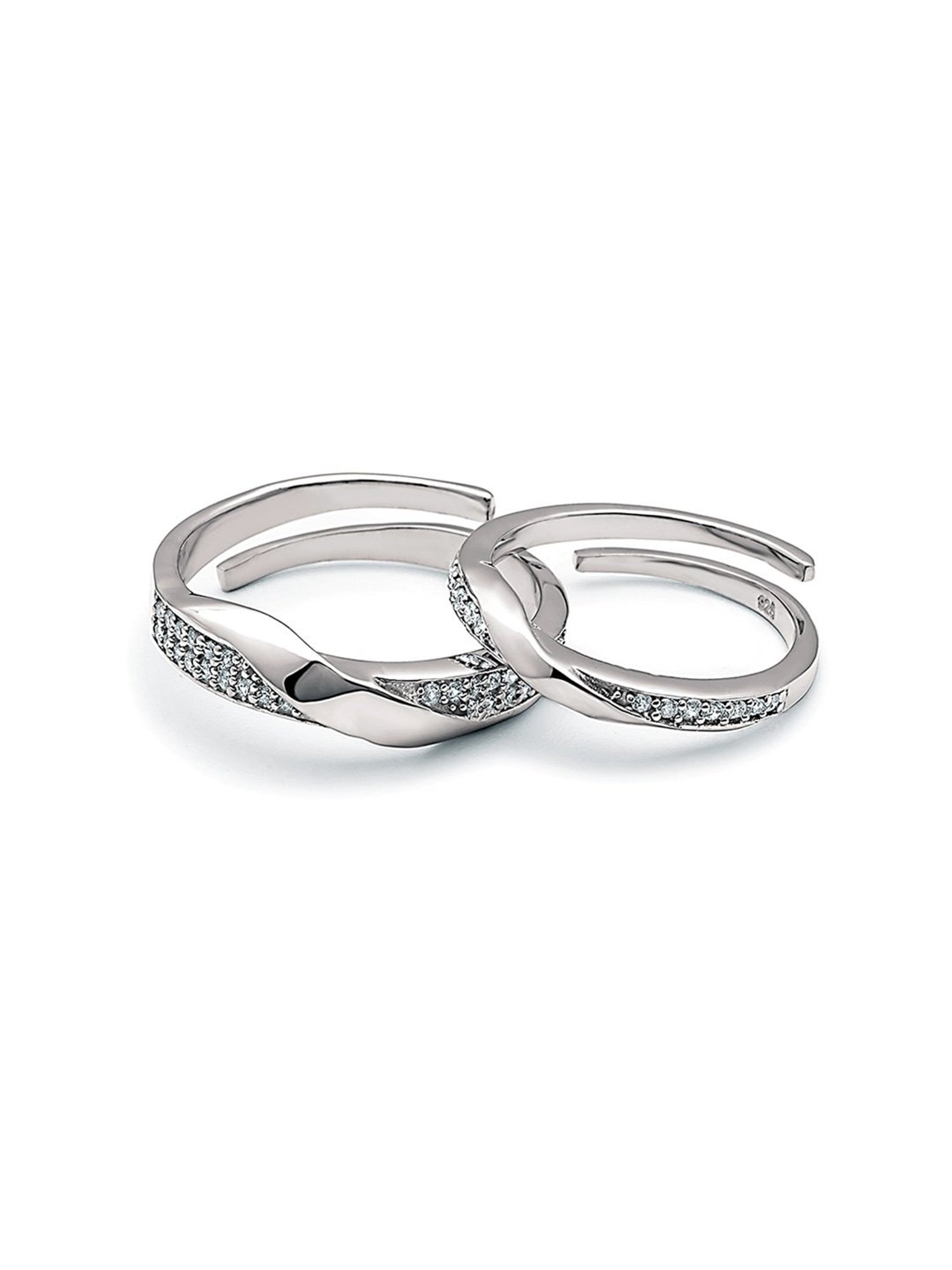Silberry 92.5 Sterling Silver Forever Linked Couple Rings