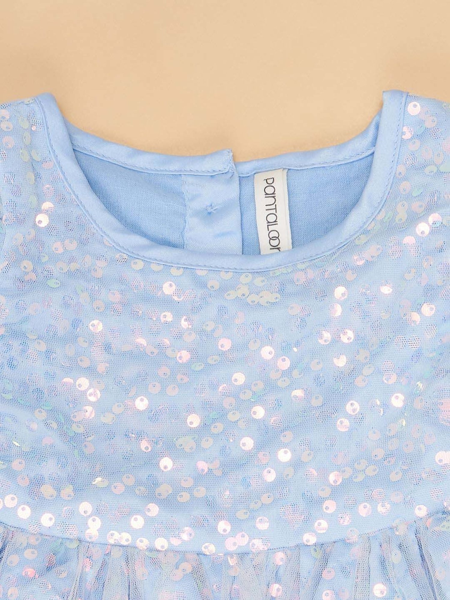 Pantaloons Baby Kids Blue Cotton Embellished Dress