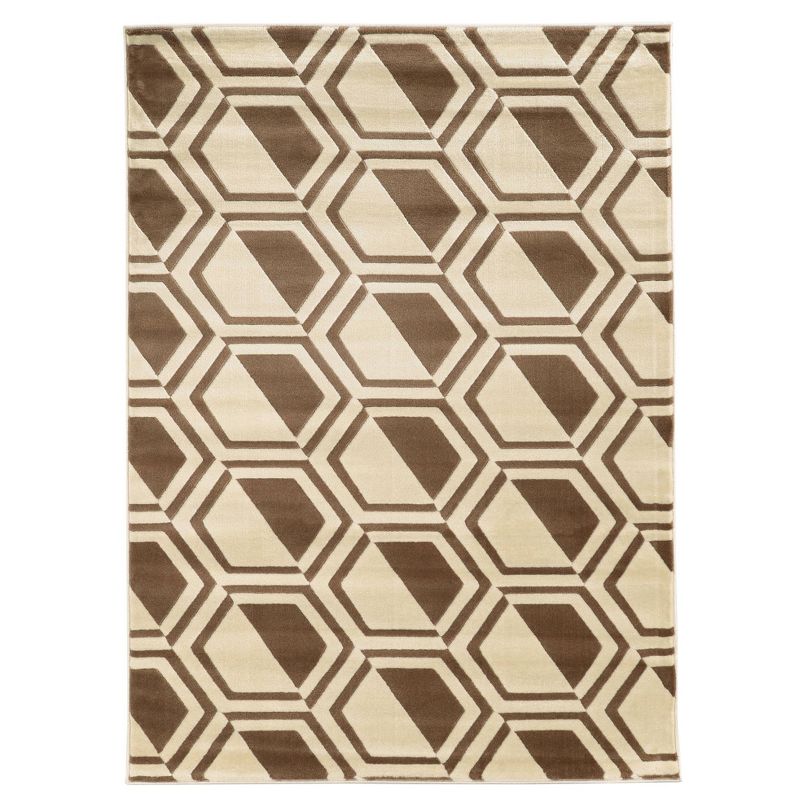 5'3"x7' Roma Comb Area Rug Ivory/Beige - Linon