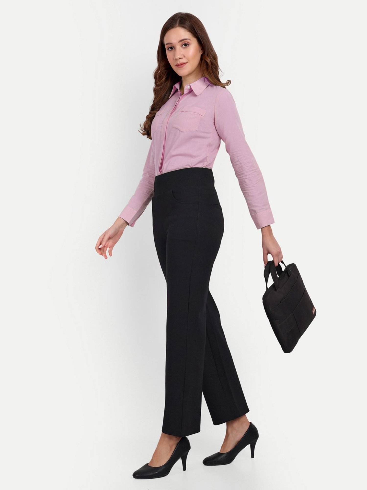 Fablestreet Brown & Black Cotton Checks Regular Fit Mid Rise Trousers