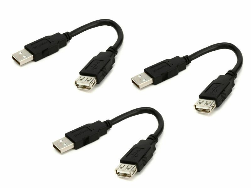 3 x 7" inch Premium USB 2.0 Type A Male to Female M/F Extension Shielded Cable