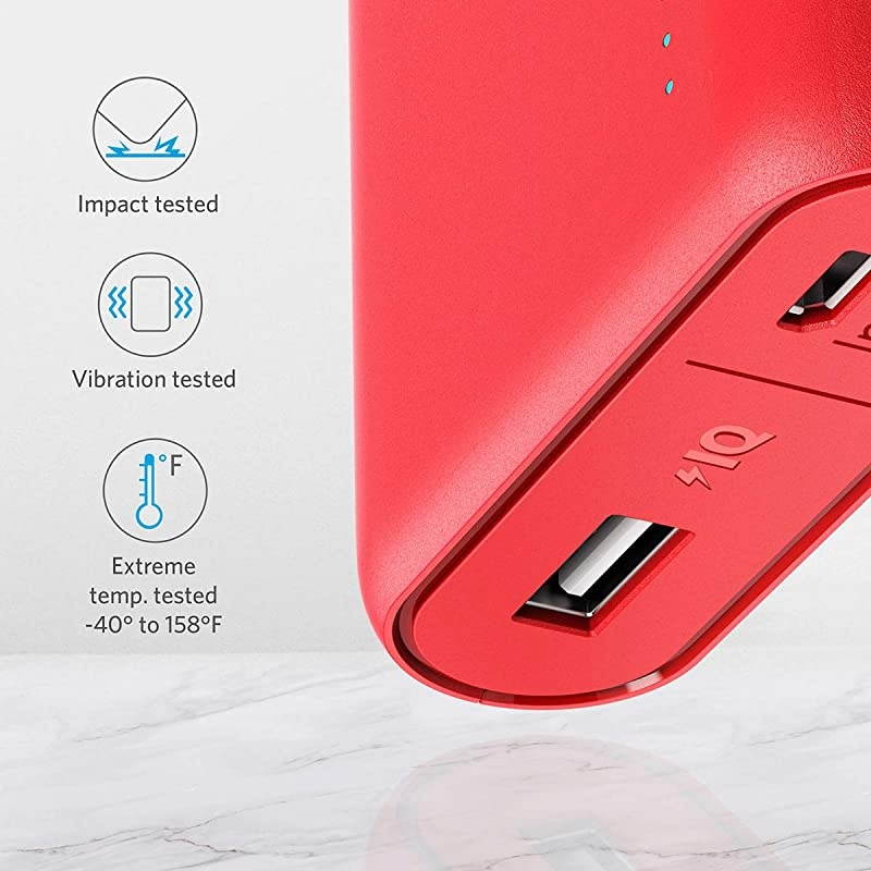 PowerCore 10000 Portable Charger One of The Smallest and Lightest 10000mAh External Battery UltraCompact HighSpeedChargingTechnology Power Bank for iPhone Samsung Galaxy and More Red