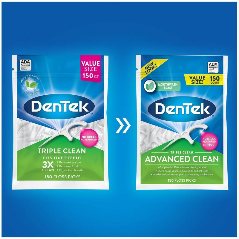 DenTek Triple Clean Floss Picks - For Tight Teeth - 150ct