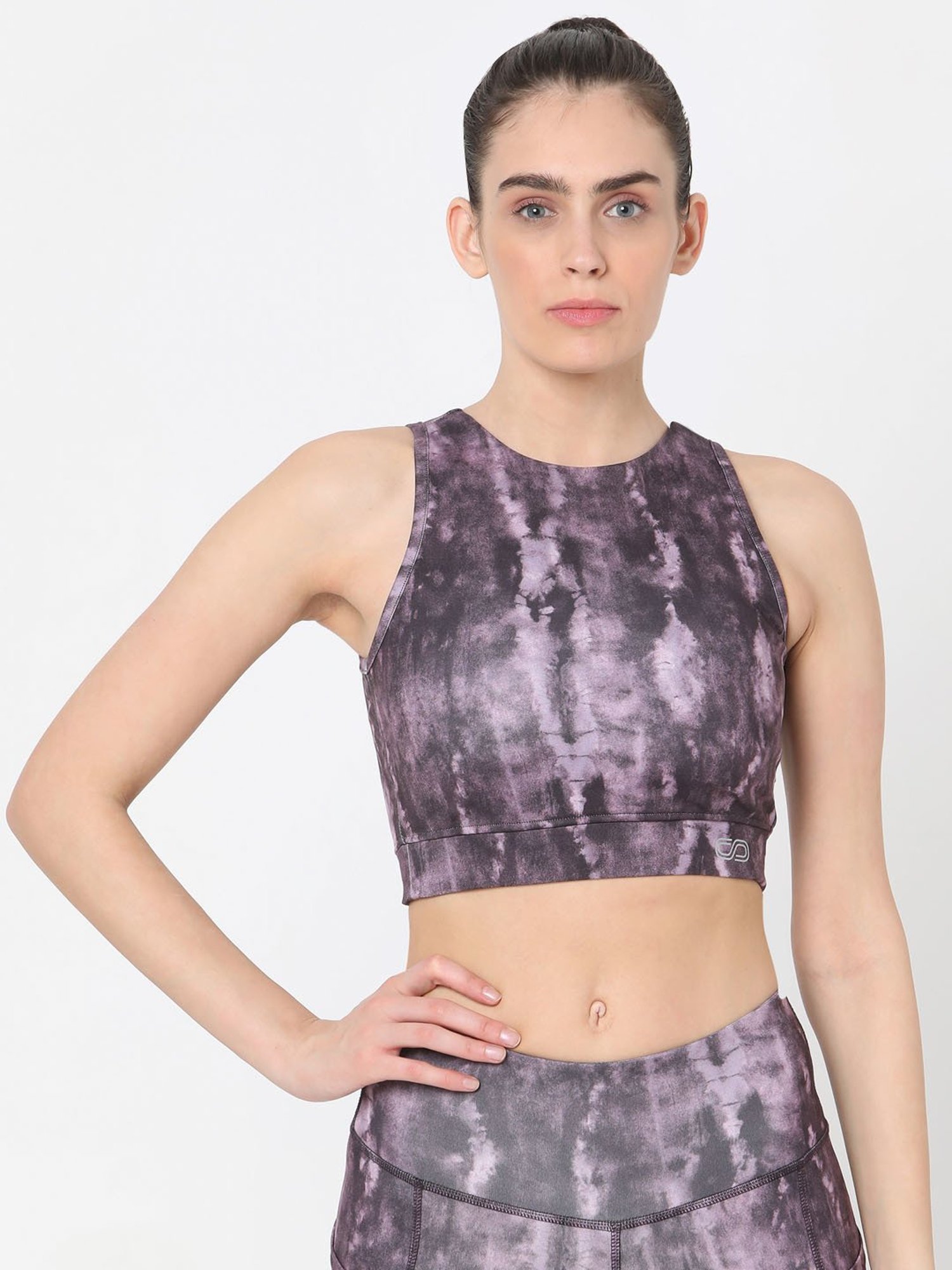 SILVERTRAQ Dark Purple Tie - Dye Crop Top
