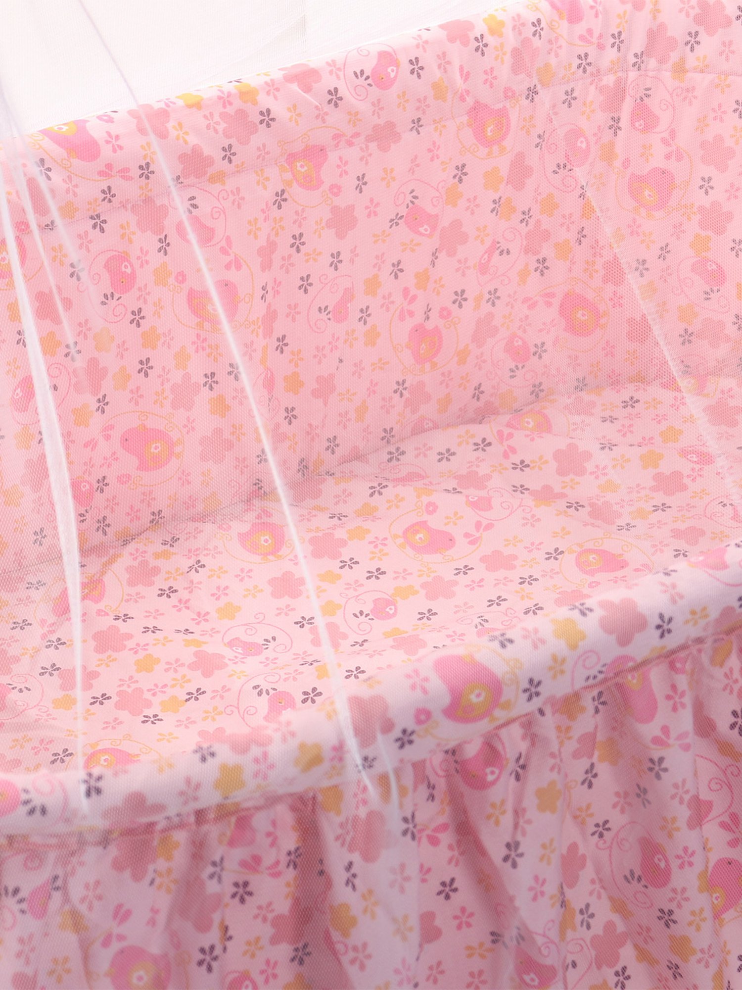 Kiddery Pink Baby Cradle with Mosquito Protection Net (Age 0-8 Months)