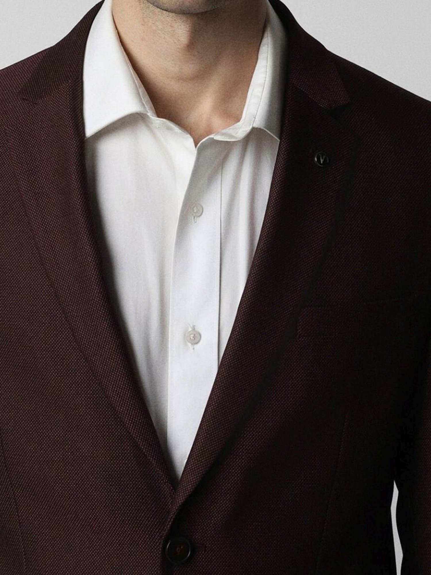 Van Heusen Maroon Slim Fit Texture Blazers