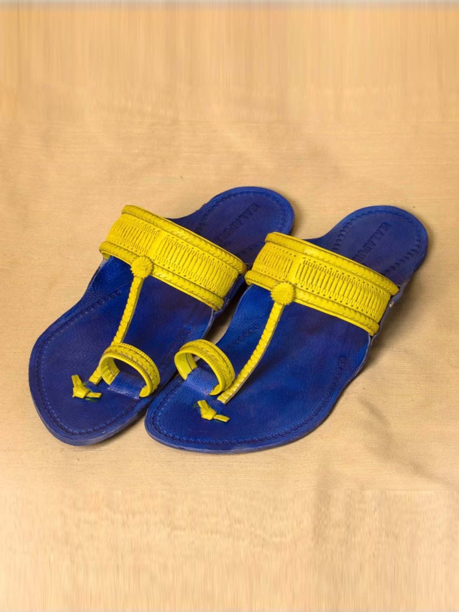 Kalapuri Men's Royal Blue Kolhapuri Sandals