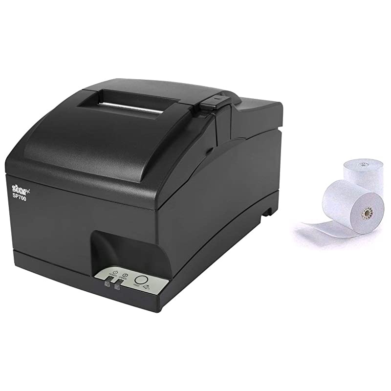 Star Micronics SP742ME Ethernet Kitchen Printer, Compatible with Square and Clover, Impact, Auto Cutter, Power Supply and Cable Included and 2 Rolls of  Paper