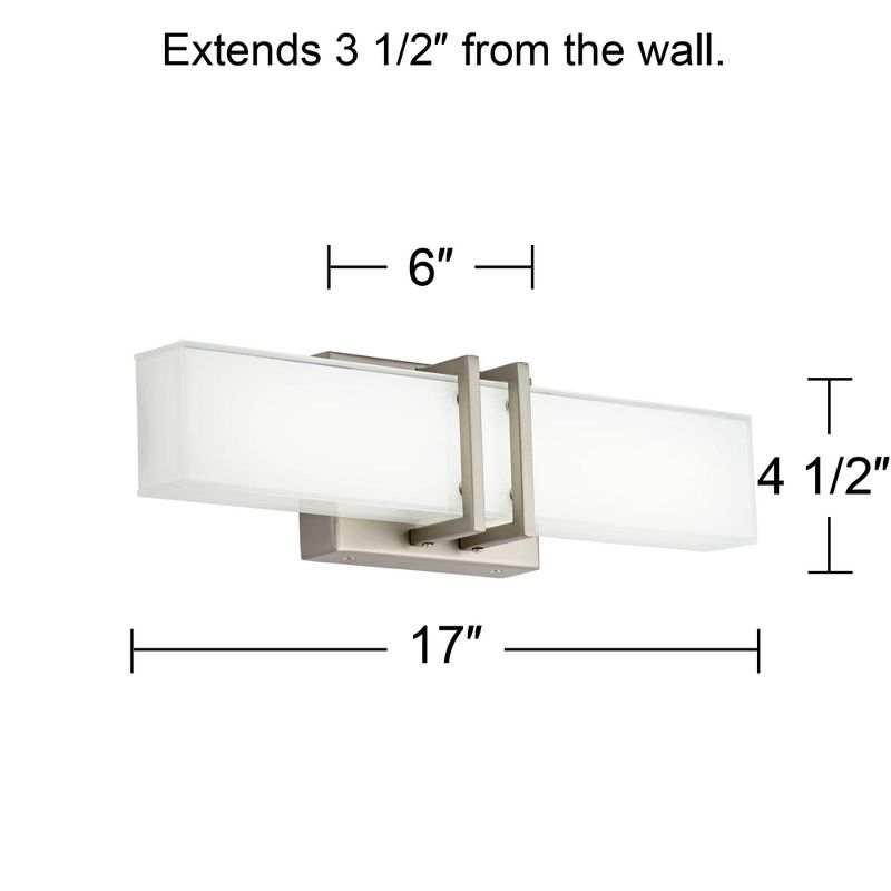 Possini Euro Design Modern Wall Light LED Brushed Nickel 17" Vanity Fixture for Bathroom Over Mirror Bedroom