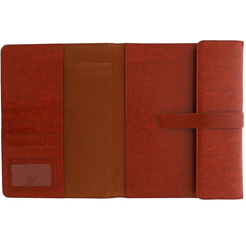 PU Leather Business Padfolio, Portfolio Folder with Pockets Holds Pens, Letter Size Notepad, Business Cards for Interview & Legal Document, Dark Tan