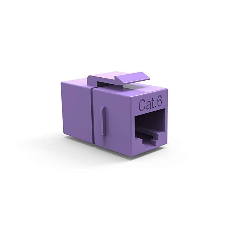 Cat.6 RJ45 Inline Coupler with Keystone Latch, Female-Female (50-Pack, Purple)