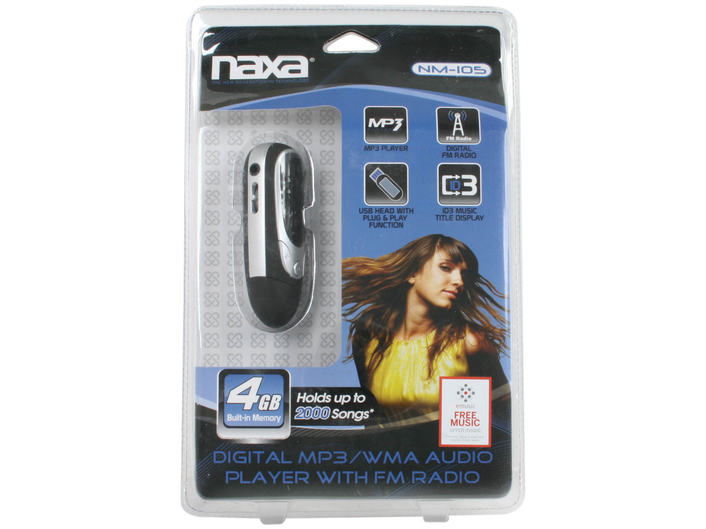Naxa Black 4GB MP3 Player NM-105