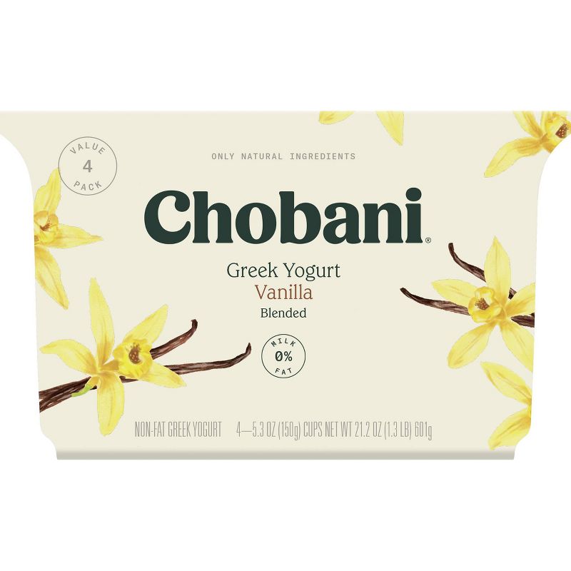 Chobani Vanilla Blended Non-Fat Greek Yogurt - 4pk/5.3oz