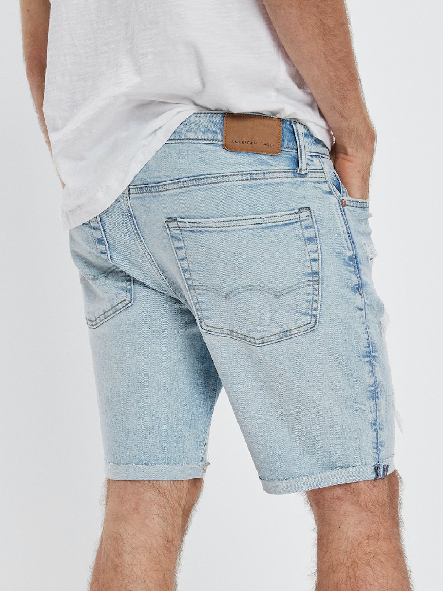 American Eagle Light Blue Regular Fit Denim Shorts