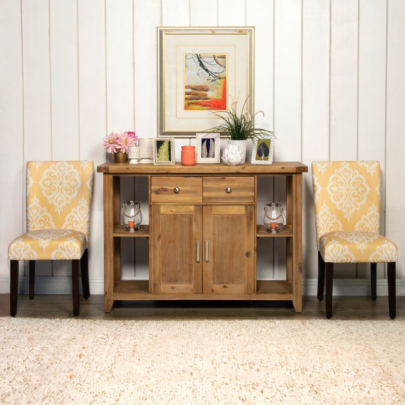 Set of 2 Parson Dining Chair Wood/Damask Yellow - HomePop