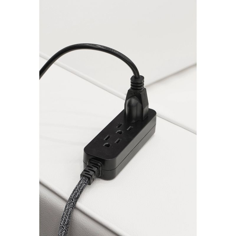 Cordinate 2' 3 Outlet Grounded Extension Cord Dark Gray