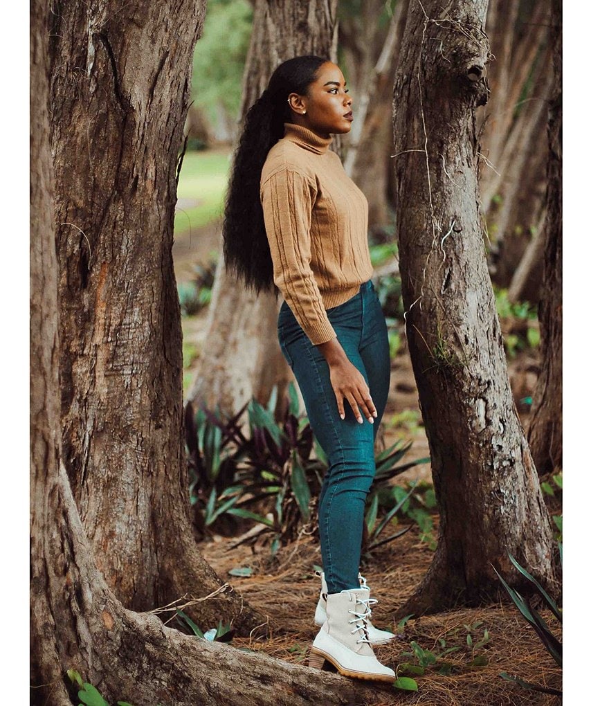 Sperry Saltwater Leather Lace-Up Block Heel Rain Booties