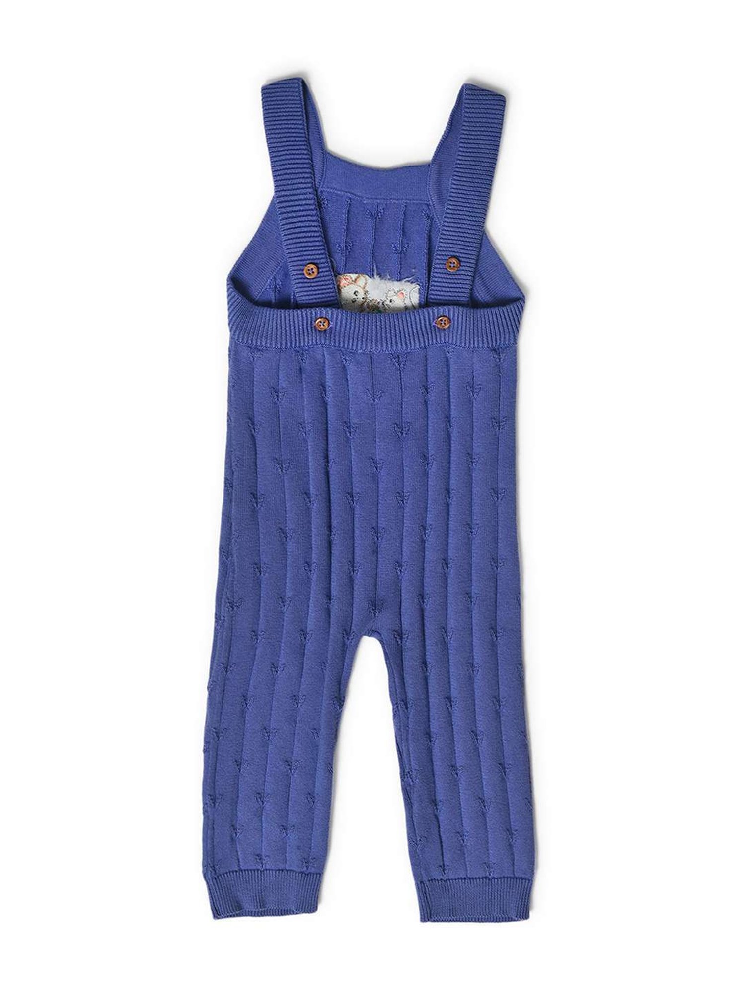 MiArcus Kids Blue Cotton Embroidered Dungaree