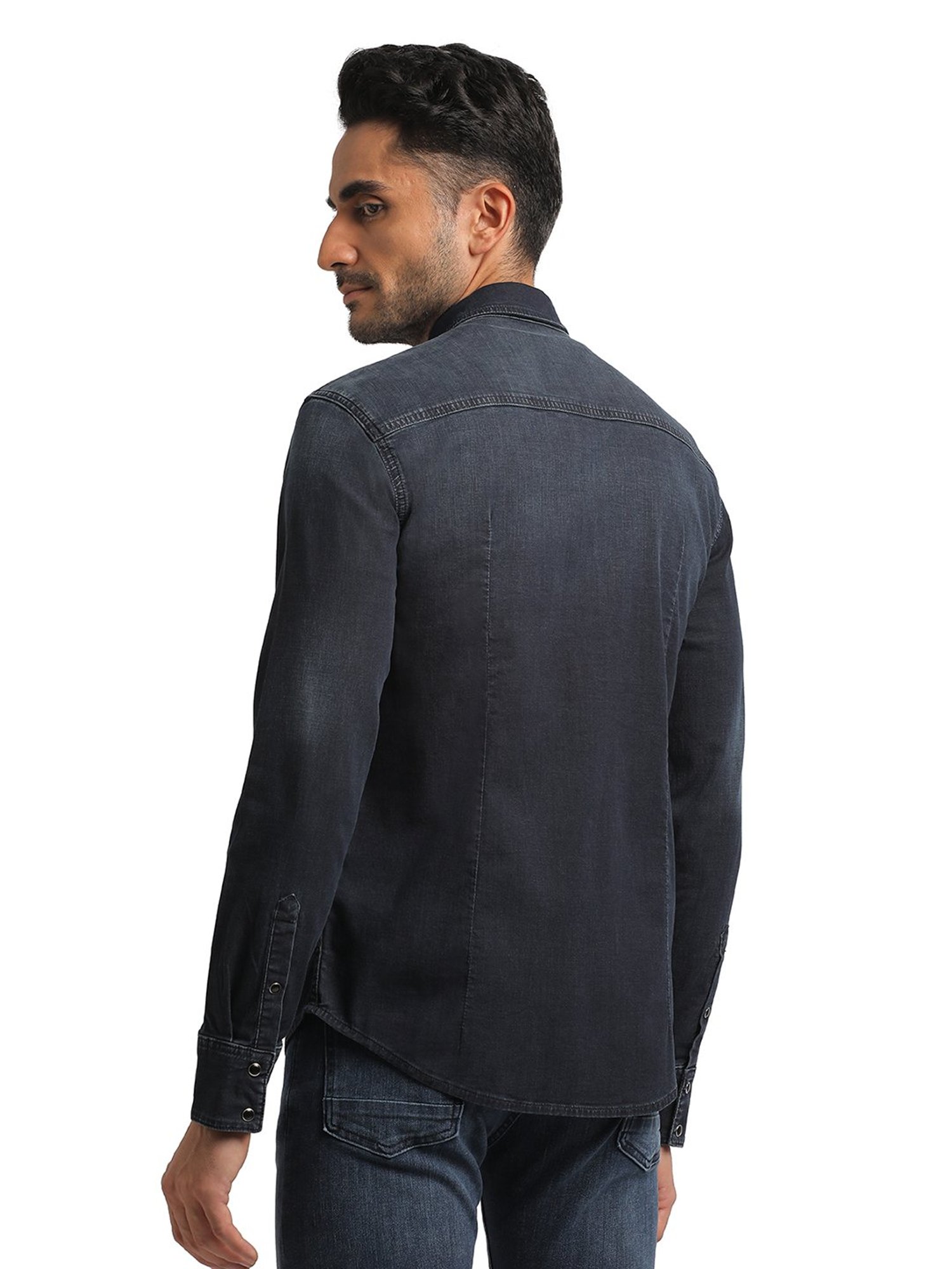 EVERBLUE Dark Blue Regular Fit Shirt