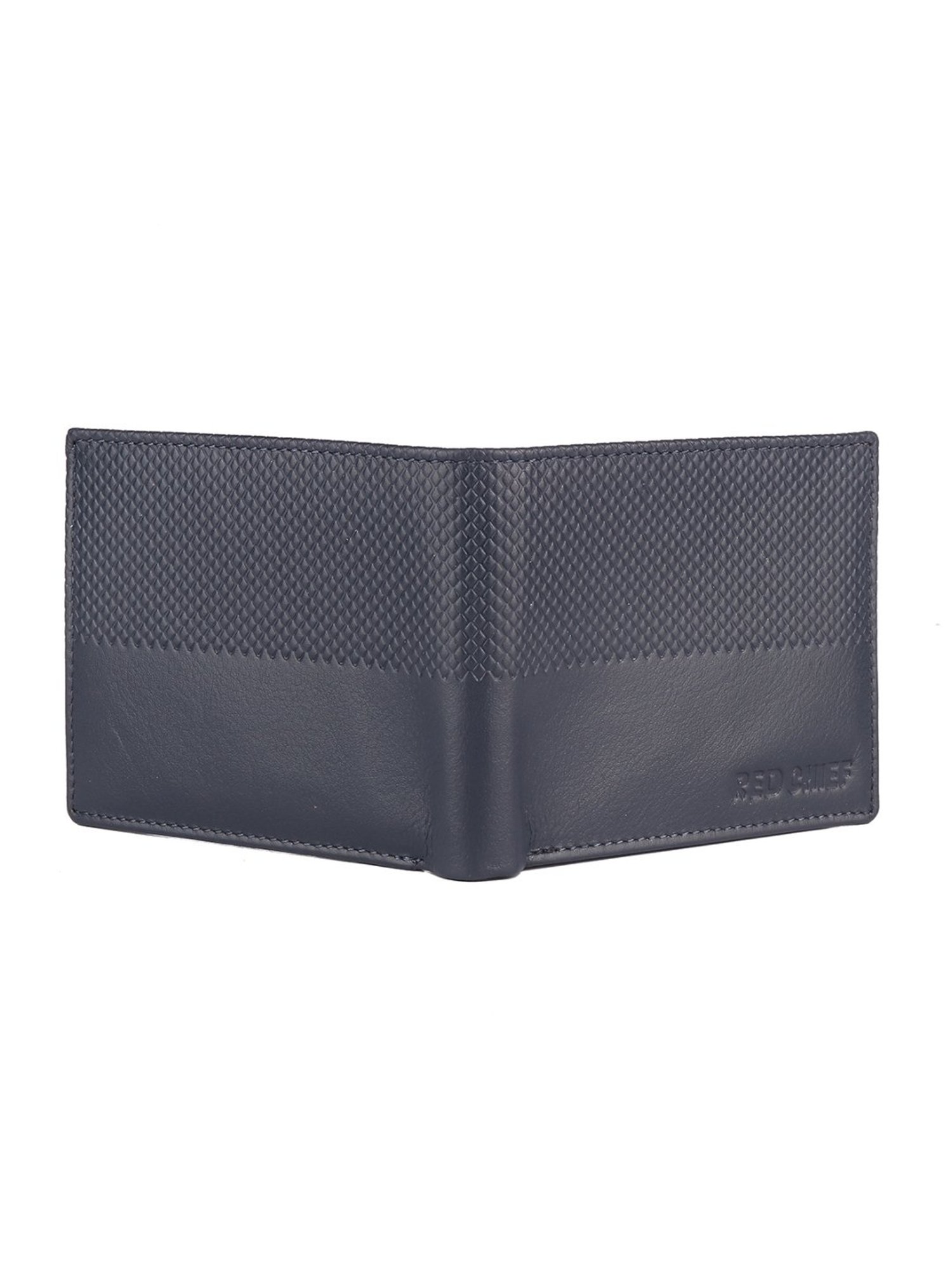 Red Chief Blue Leather Bi-Fold Wallet for Men