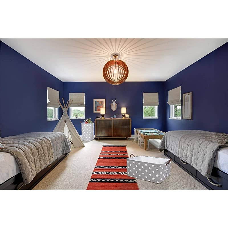 22Inches Thickened XLarge Storage Basket 22x15x13 Inches Drawstring Canvas Underbed Storage Square Cotton Linen Collapsible Toy Basket Grey Star XL