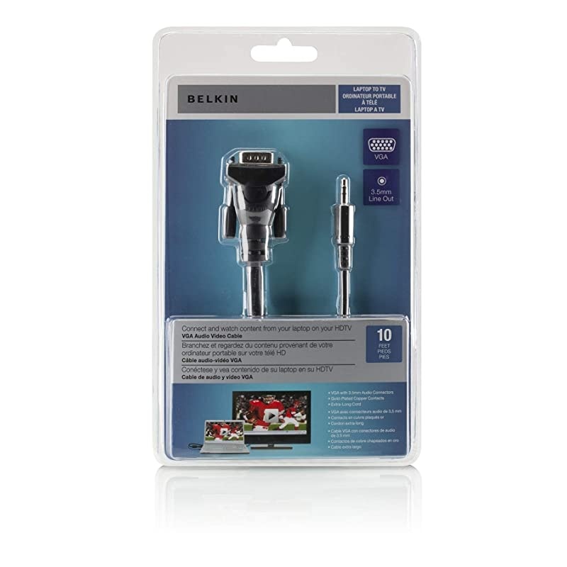 Micra Digital Laptop to TV VGA Audio Video Cable - F3S007-10 - 10 Feet