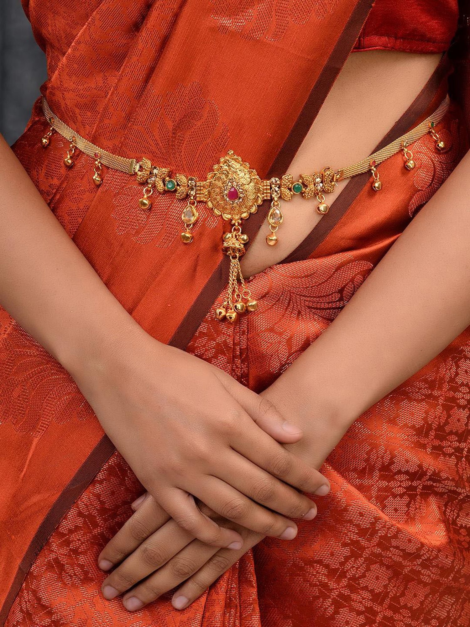 Saraf Rs Jewellery Gold Plated Beaded Kamarbandh