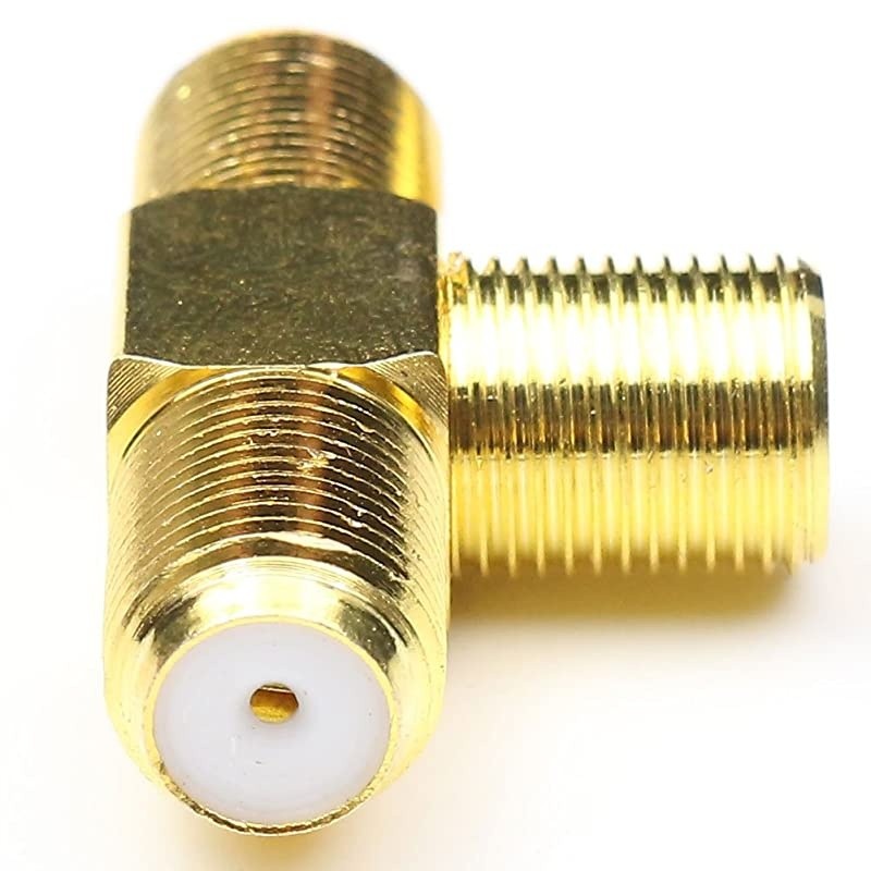 F Female Coax Cable Connectors, F Type Coaxial Splitter 3 Way TV Combiner Splitter Female to 2 Female Adapters for TV Video VCR Antenna TV Cable Satellite Tuner Antenna 5Packs