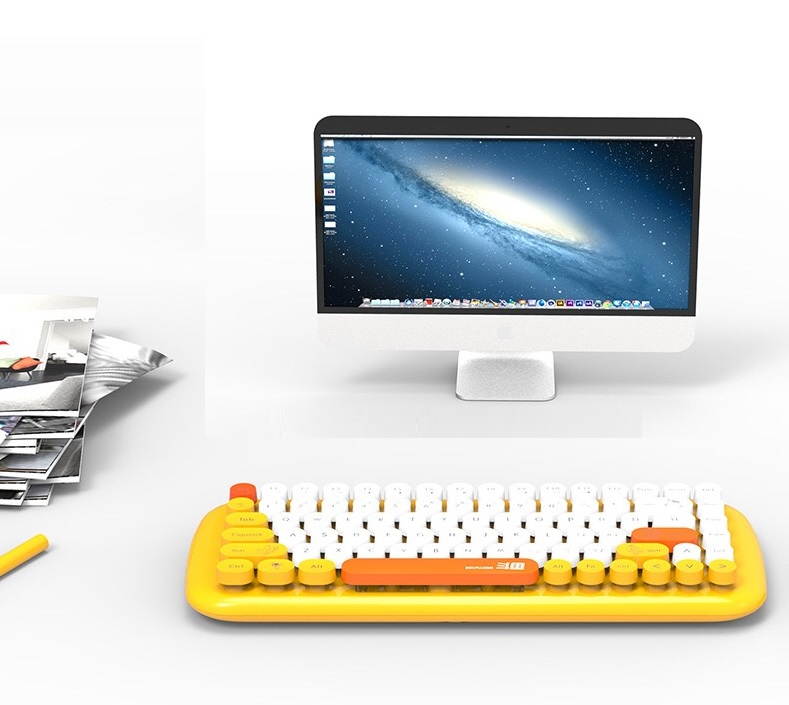 theone DKS2000 Wireless keyboard and mouse set 2.4g punk round keycap office keyboard Yellow