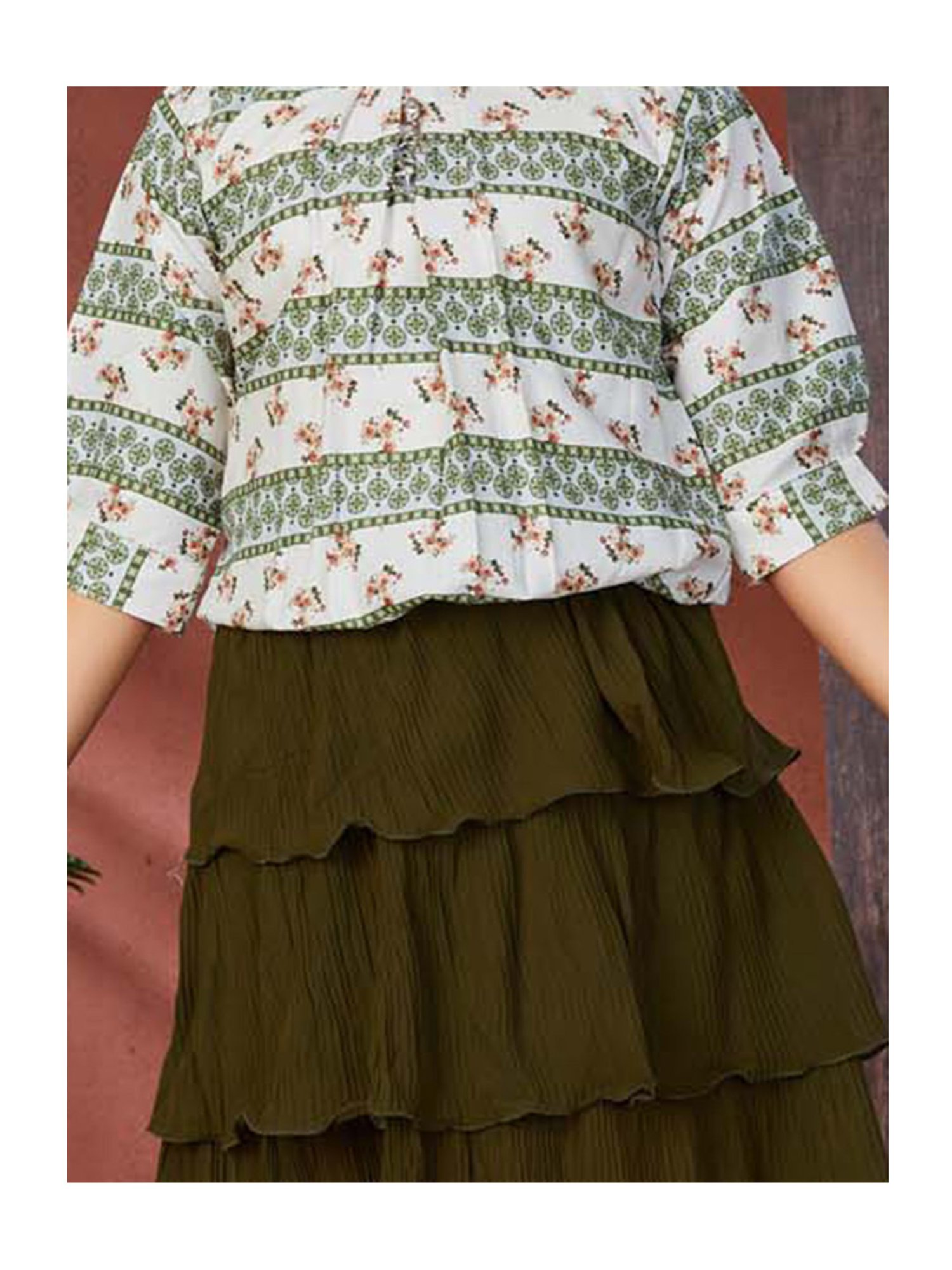 Peppermint Kids Purple & White Floral Print Top with Culottes