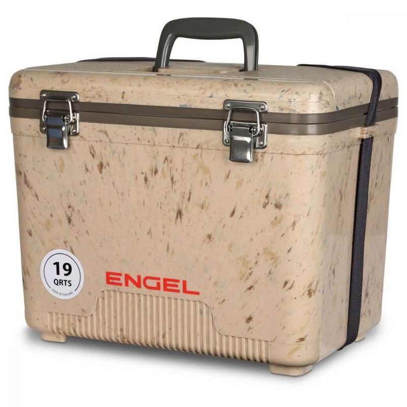 Engel UC19C1 19 Quart Fishing Live Bait Dry Box Ice Cooler with Stain/Odor-Resistant Surface and Shoulder Strap, Grassland
