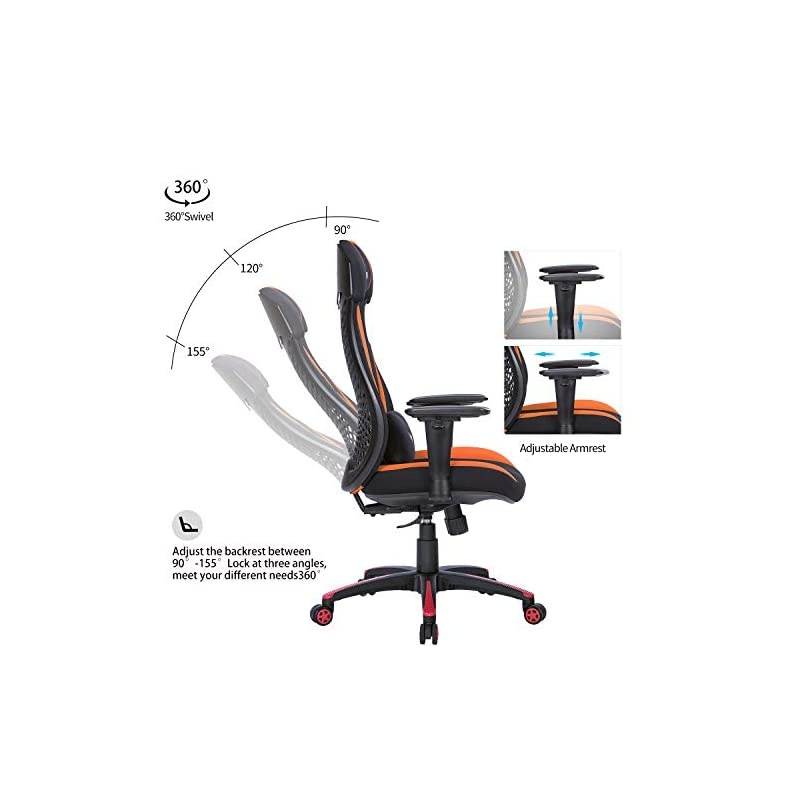 Office Chair Gaming Chair, Racing Style High Back Leather Gaming Office Chair, Ergonomic Swivel Computer Desk Chair with Headrest and Armrest for Home and Office, Blue