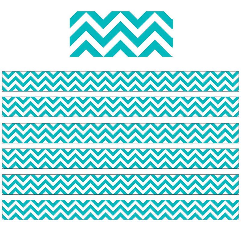 6pk 35ft Chevron Classroom Borders Turquoise - Creative Teaching Press