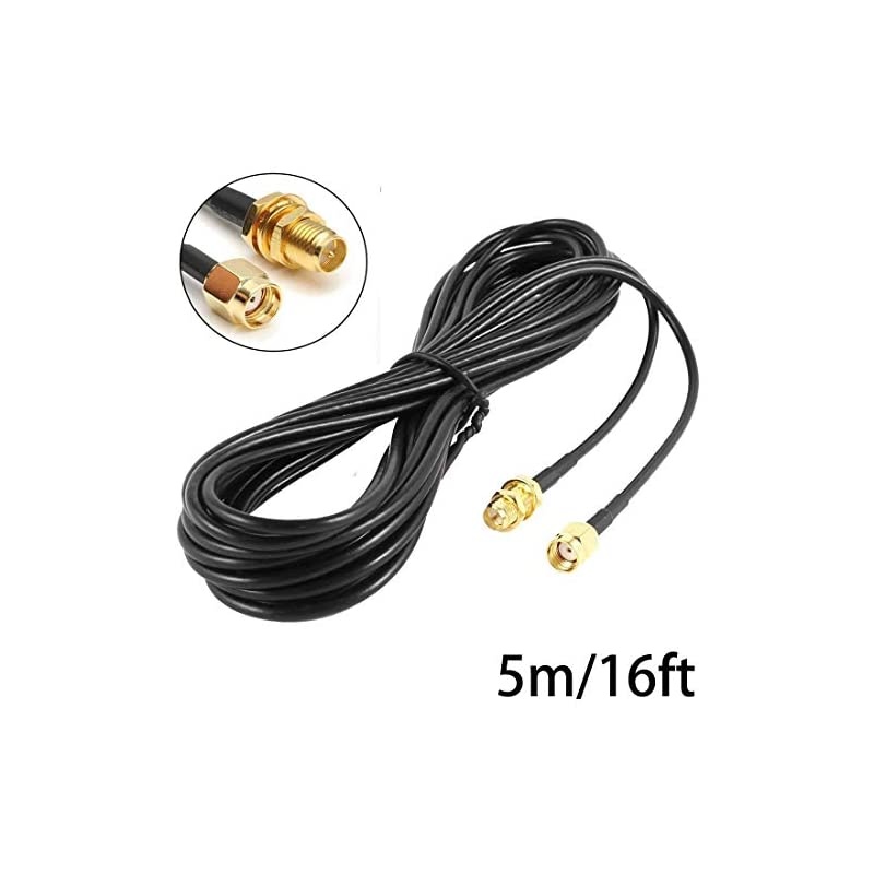 16ft Cable RPSMA Coaxial Extension Cable Male to Female Connector for Wireless LAN Router Bridge amp Other External Antenna Equipment