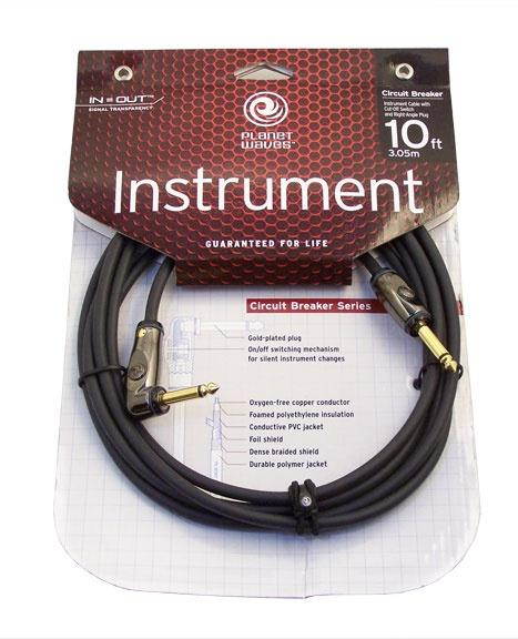 Planet Waves 10ft Circuit Breaker Instrument Cable - Right Angle End