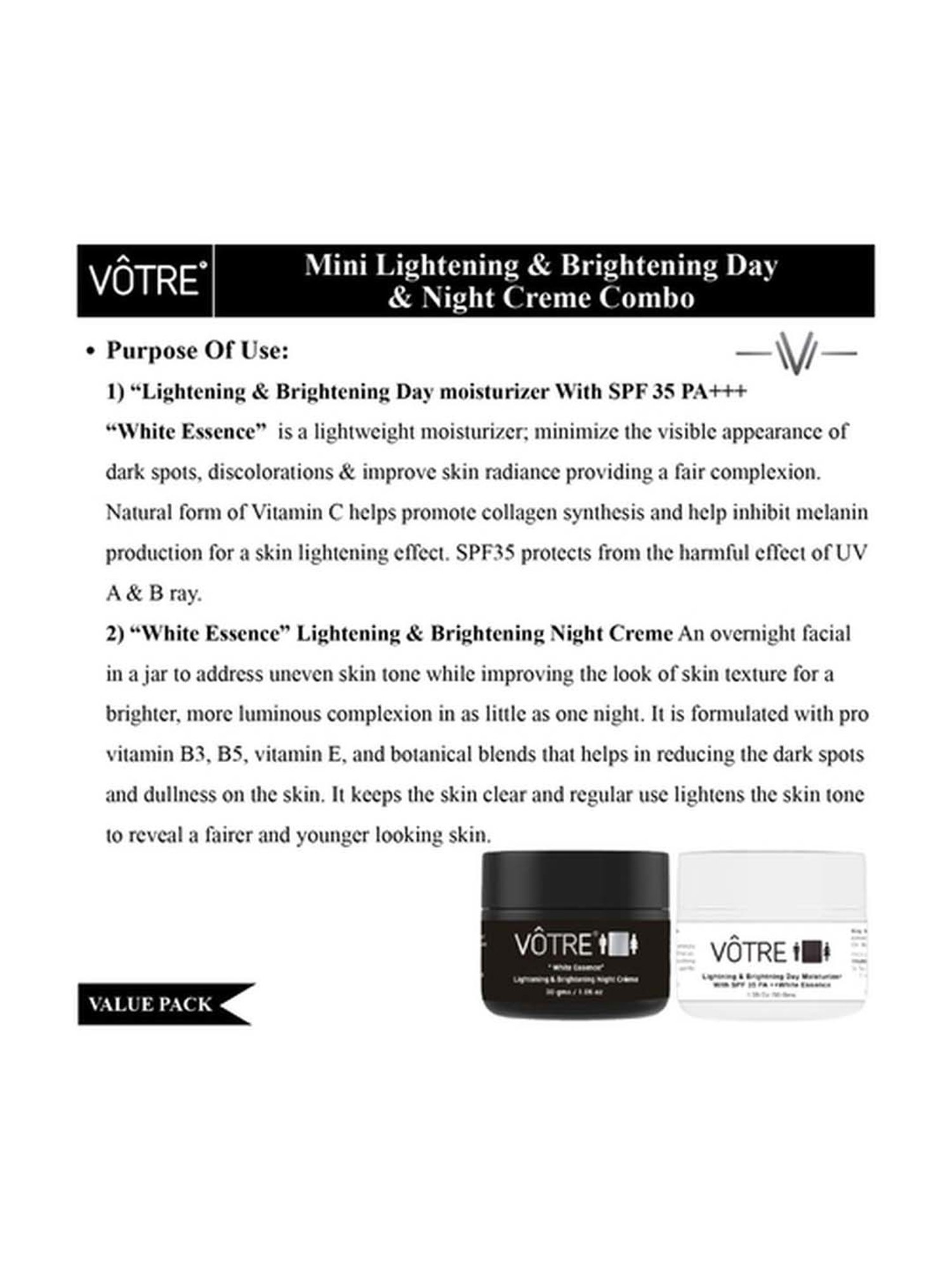 Votre Mini Lightening & Brightening Day & Night Combo White Essence
