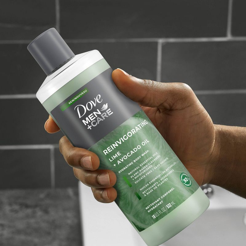 Dove Men + Care Reinvigorating Lime + Avocado Oil Plant Based Hydrating Body Wash - 18 fl oz