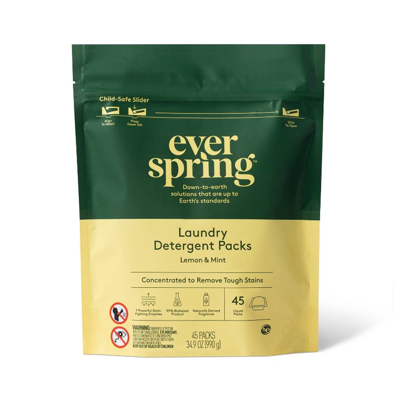 Monodose Laundry Detergent - Lemon & Mint - 45ct - Everspring™