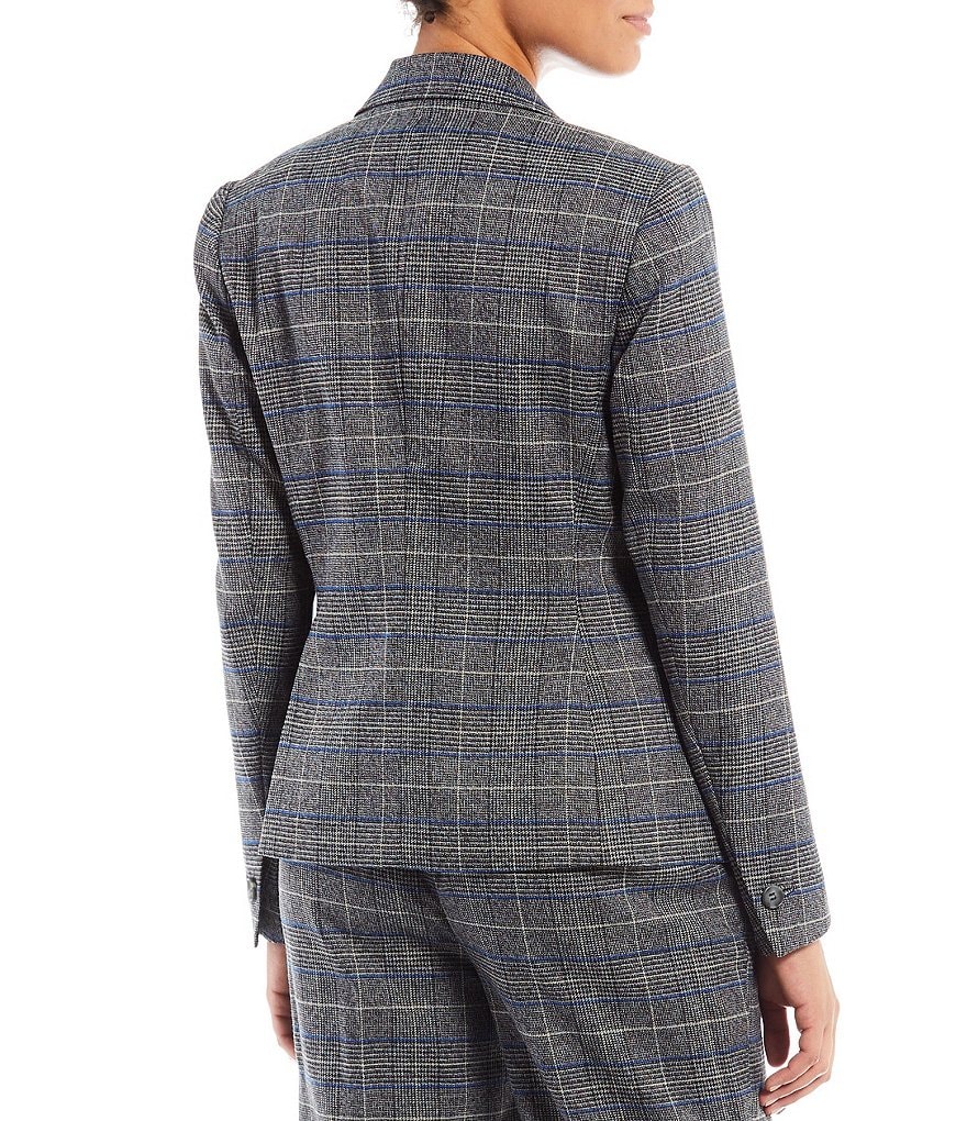 Eva Varro Solid Knit Jersey Notch Lapel Collar Two-Button Jacket