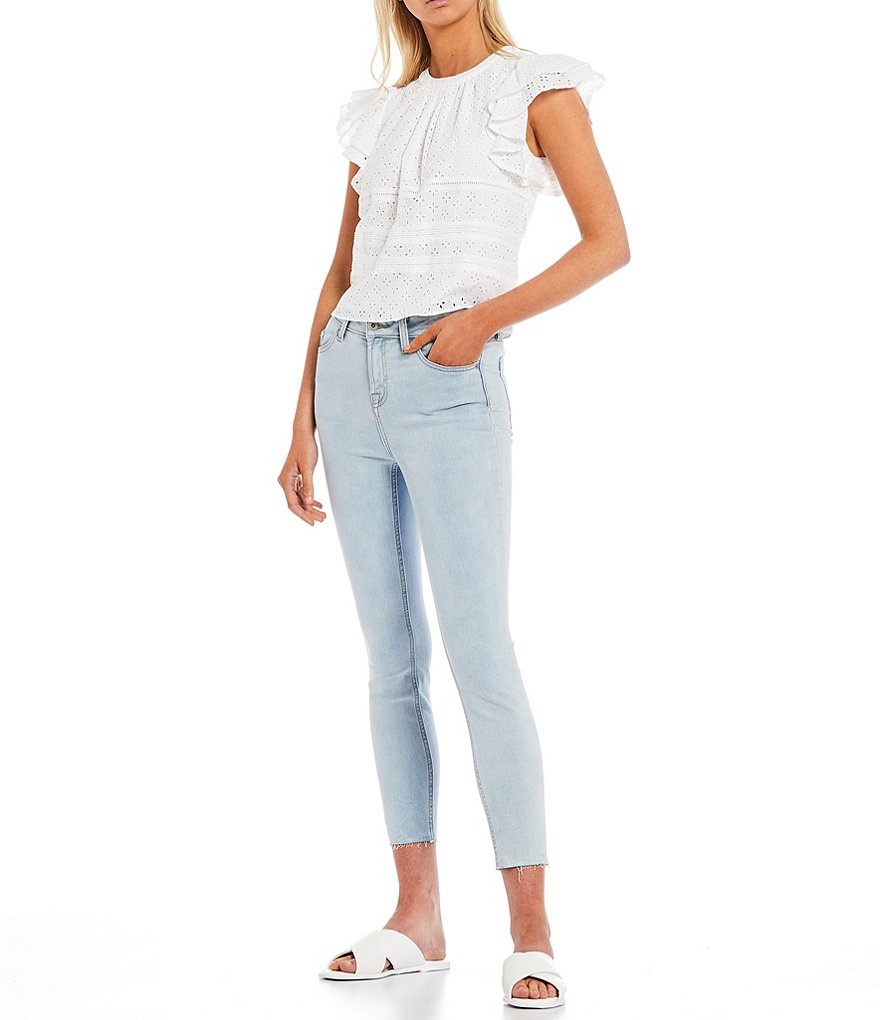 BB Dakota by Steve Madden Up to Here Puff Elbow Sleeve Mock Neck Smocked Top