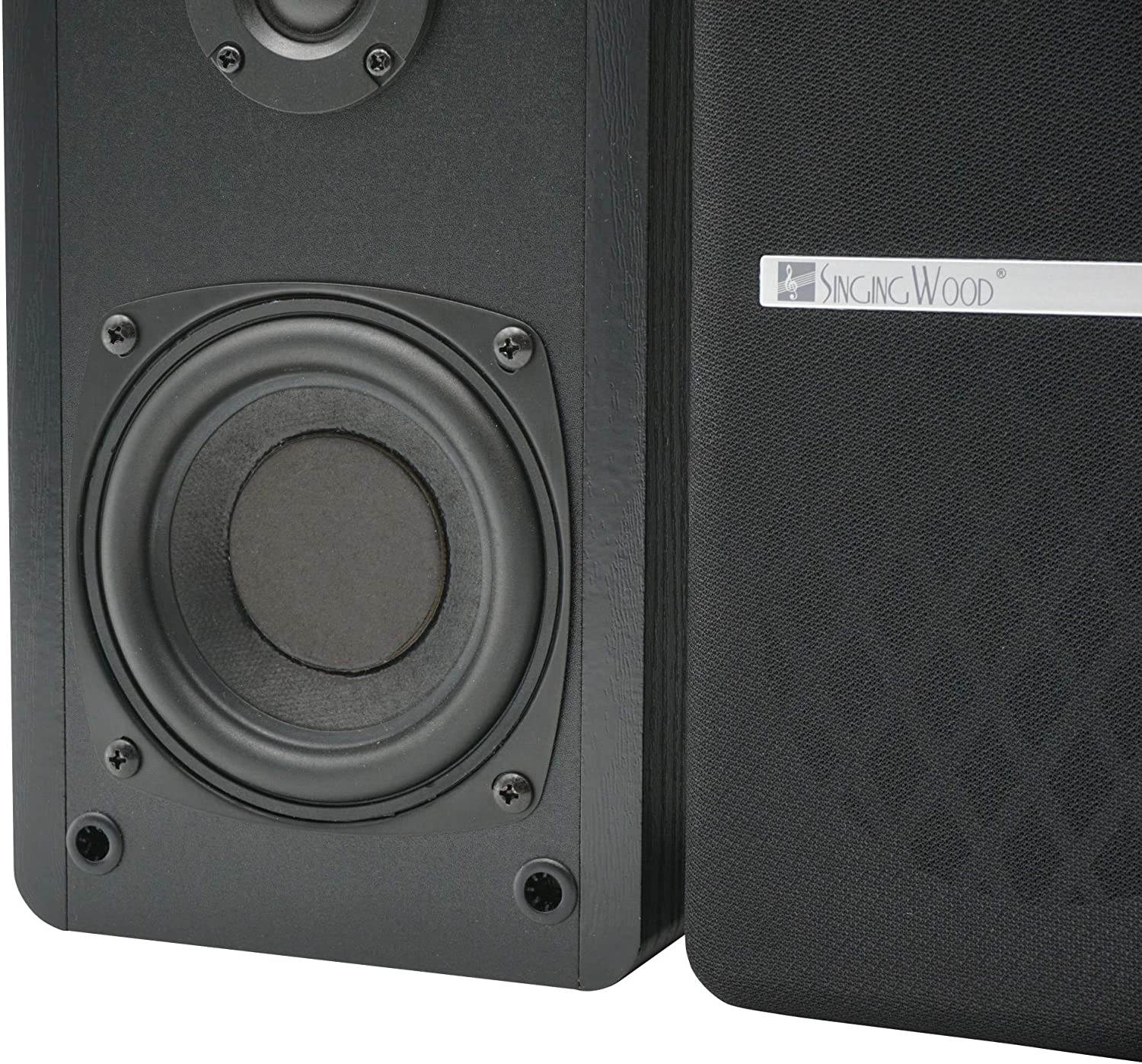 SINGING WOOD BT25 Powered BT Bookshelf Speakers Studio Monitor Speakers 2 AUX Input 2 Speakers Wooden Enclosure Max 50 Watts RMS(Beech Wood)