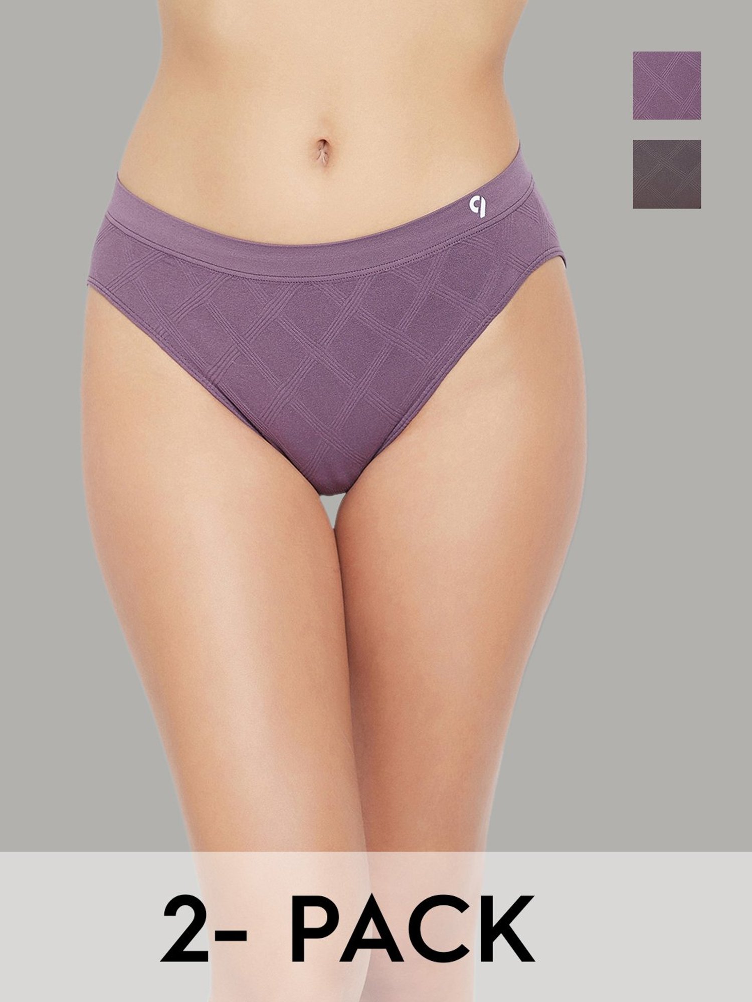 C9 Airwear Dark Grey & Purple Hipster Panty - Pack of 2
