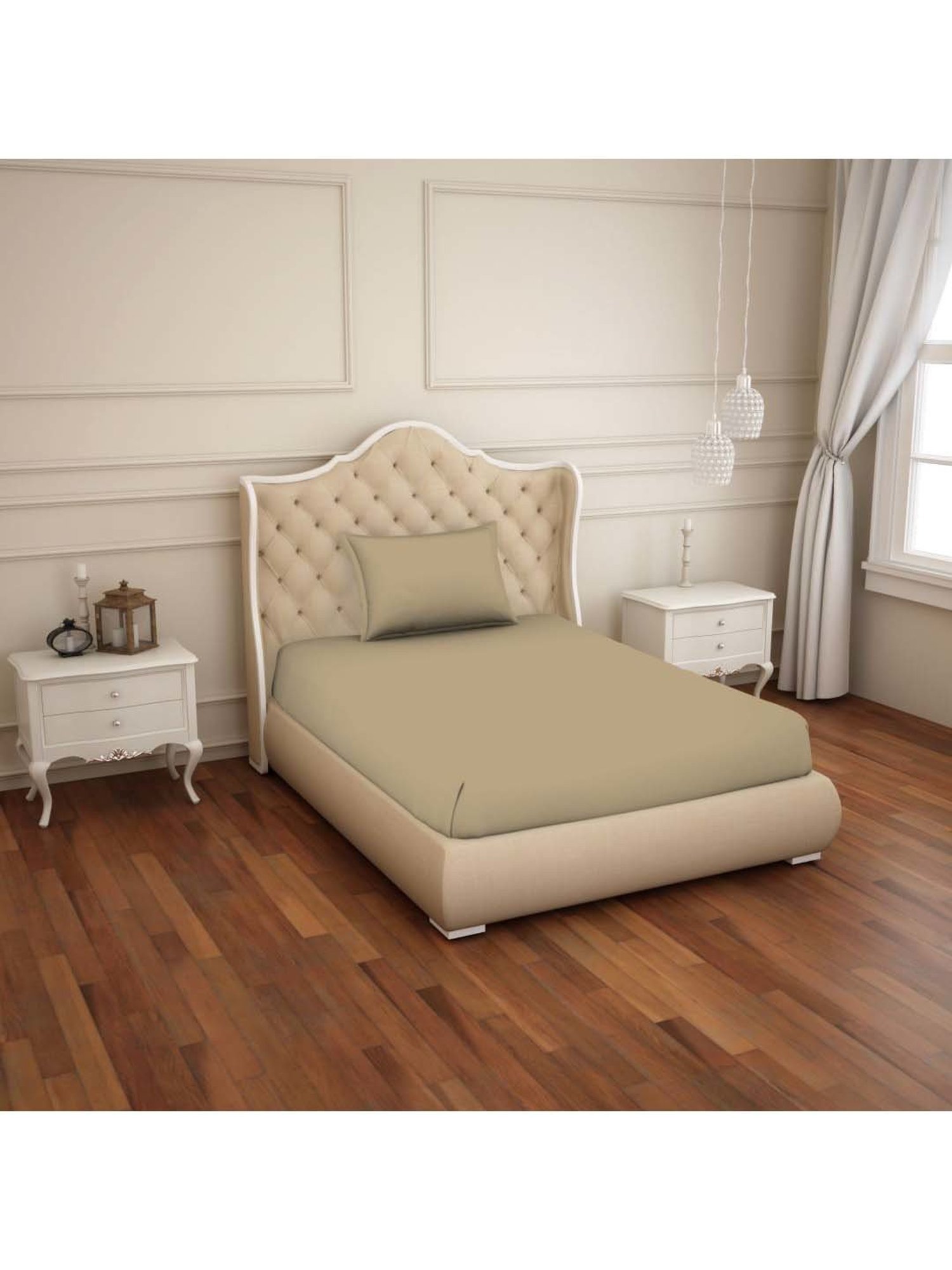 Welspun Restora Brown Cotton 150 TC Single Reversible Bedsheet with 1 Pillow Cover