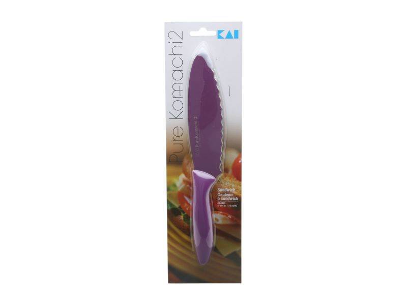 KAI AB5063 Pure Komachi 2 Scalloped Sandwich 6" Knife Purple