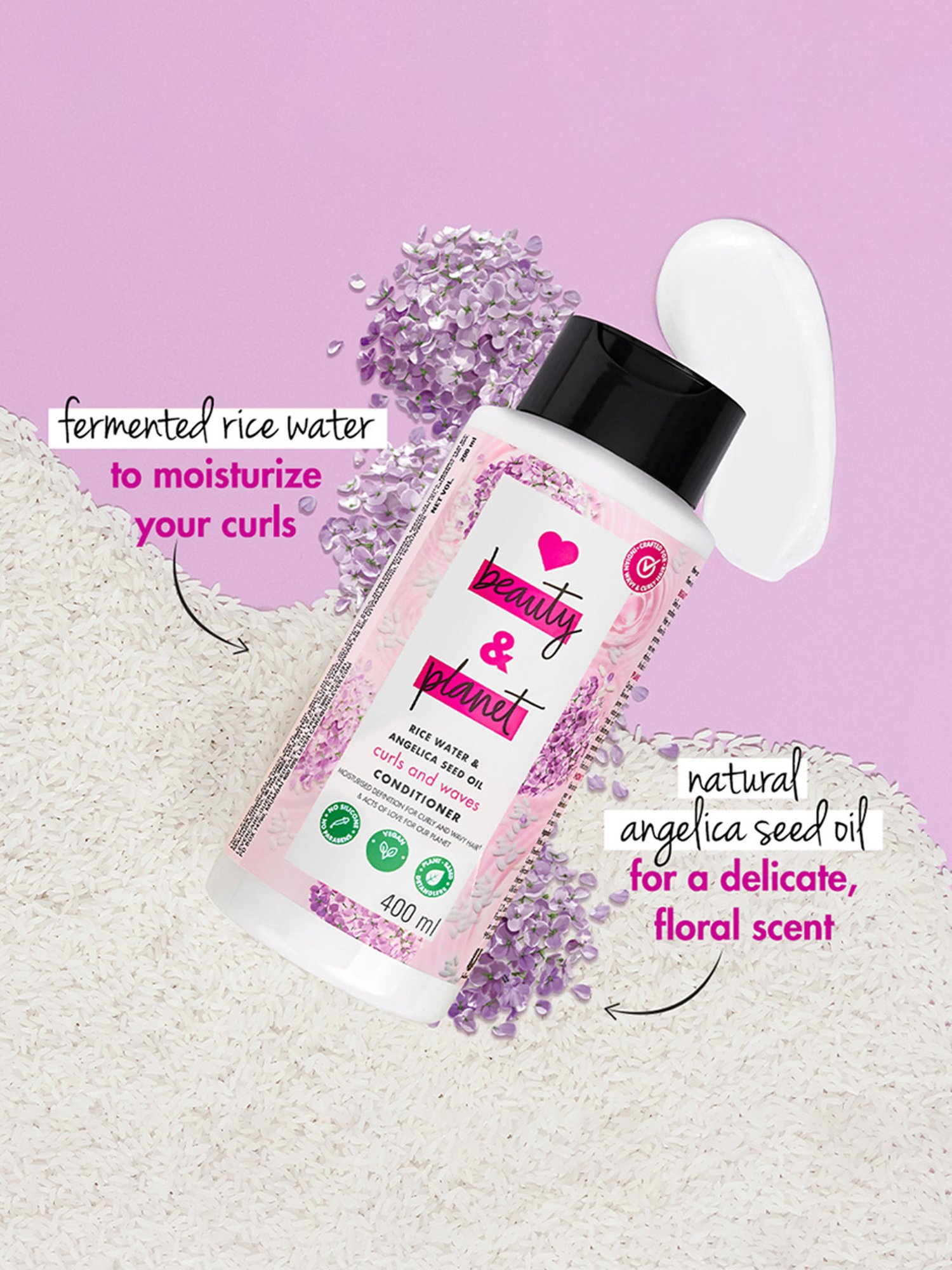 Love Beauty & Planet Rice Water & Angelica Seed Oil Curls and Waves Conditioner - 400 ml