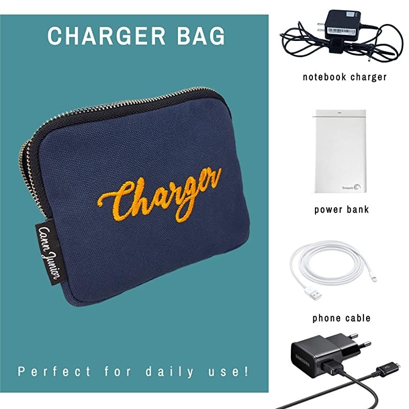 Universal Cable Organizer Electronics Accessories Cases Bag for USBPhone ChargersCordCableNavy Blue
