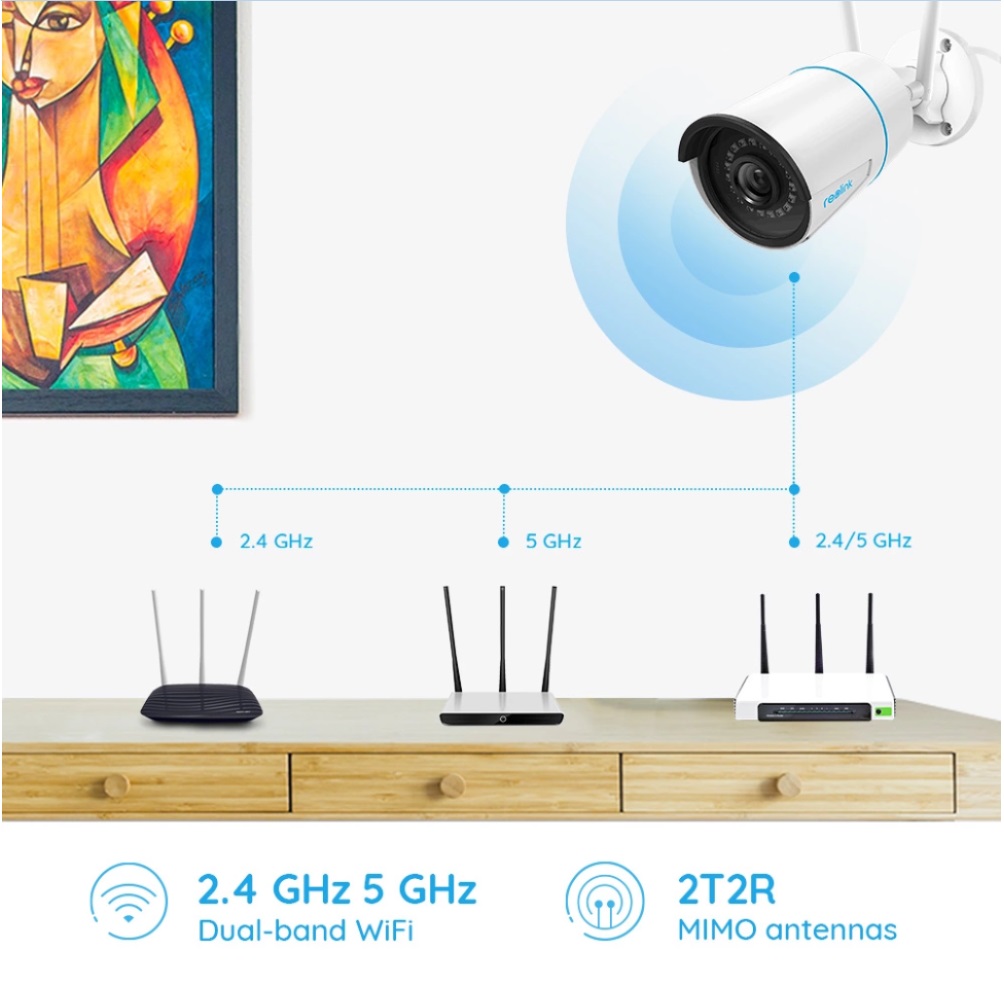 2pcs Reolink 5MP HD Outdoor 2.4G/5Ghz WiFi Camera RLC-510WA, Smart Human/Vehicle Detection, work with Google Assistant, Time-Lapse, 256GB Micro SD Storage (not Included) for 24/7 Recording